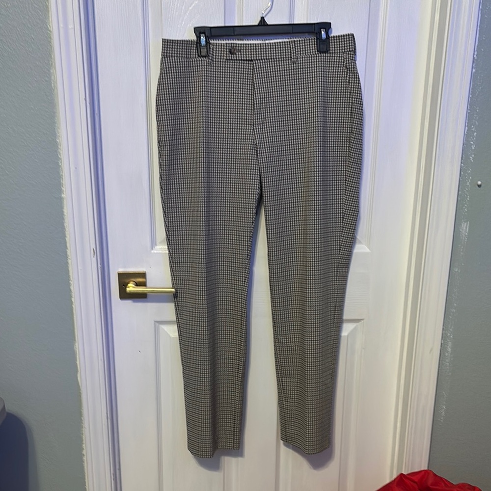 Ralph Lauren Brown and Tan Houndstooth Dress Pants with Classic Style
